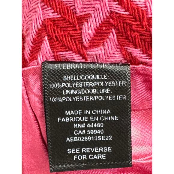 AFRM Melody Herringbone Mini Skirt Red Pink Side Slit Clueless Preppy Winter M - Picture 7 of 9